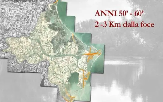 Risalita del cuneo salino nel Po di Goro negli anni '50-'60, 2-3 km dalla foce